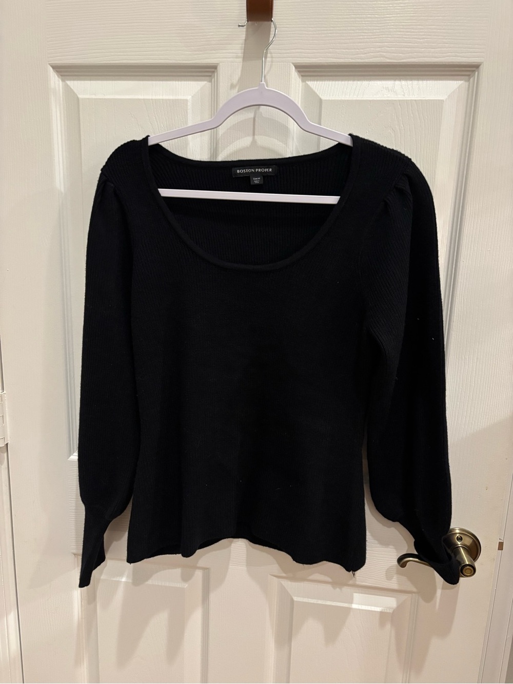 Boston Proper Black Scoop Neck Long Sleeve Knit Top
